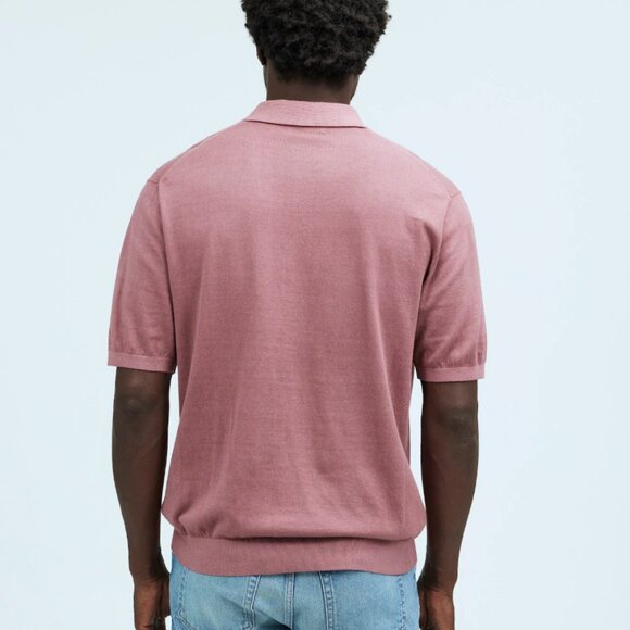 NWOT Madewell Men’s Three-Button Sweater Polo Shirt in Garment Dye Porous - Picture 3 of 4